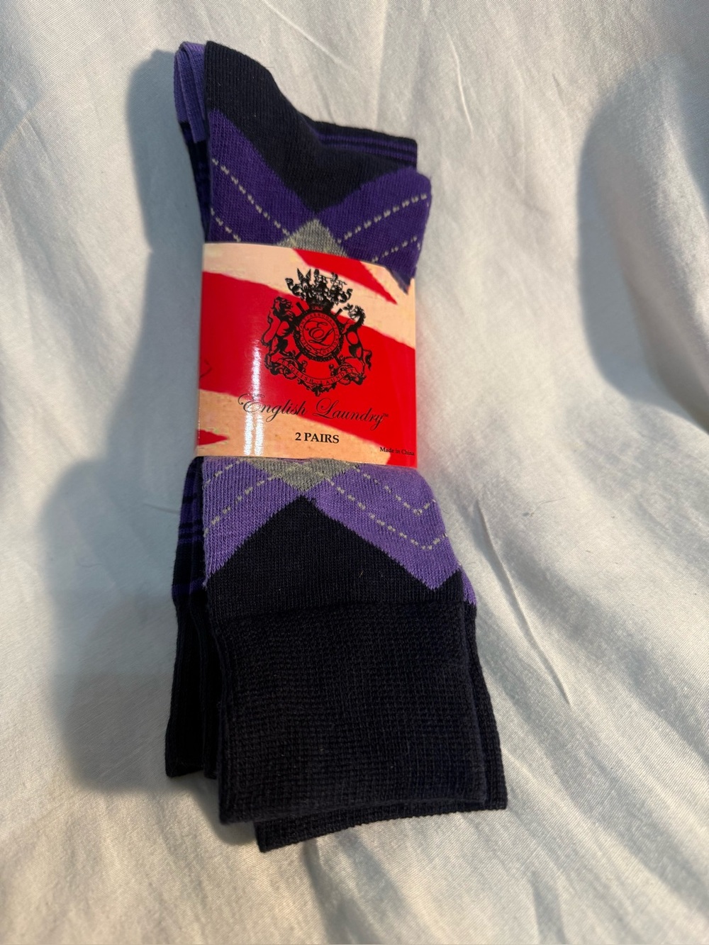 English Laundry Purple and Black Striped Crew Socks